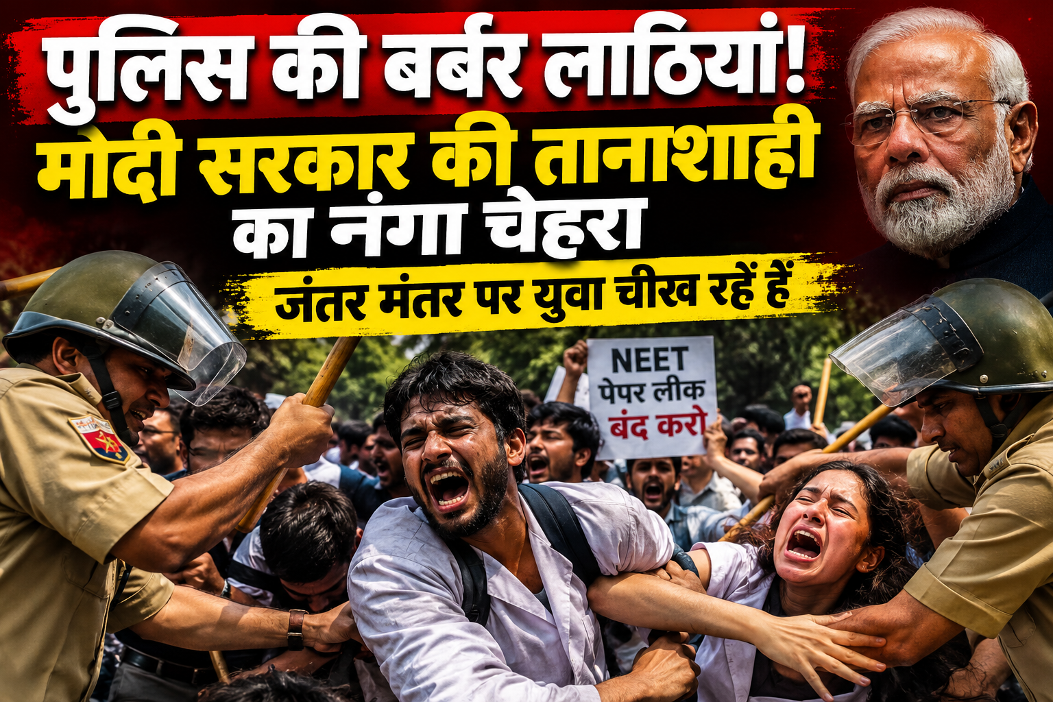 पुलिस की बर्बर लाठियां! मोदी सरकार की तानाशाही का नंगा चेहरा, जंतर मंतर पर युवा चीख रहे हैं