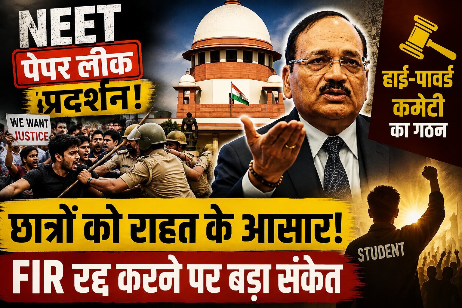 NEET पेपर लीक प्रदर्शन: सुप्रीम कोर्ट की हाई-पावर्ड कमेटी, छात्रों को राहत के आसार