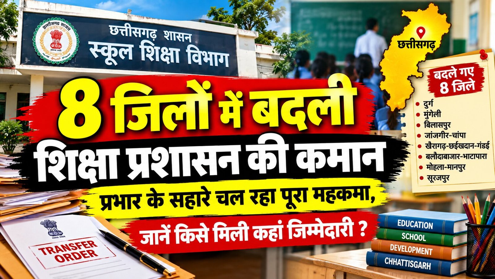 आठ जिलों में बदली शिक्षा प्रशासन की कमान, प्रभार के सहारे चल रहा पूरा महकमा, जानें किसे मिली कहां जिम्मेदारी ?